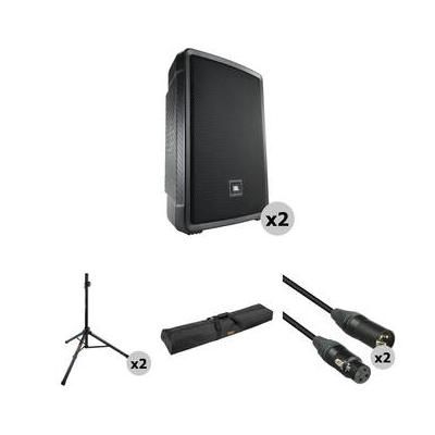 JBL IRX112BT Compact Powered 12" Portable Speaker Pair Kit with Stands, Stand B IRX112BT