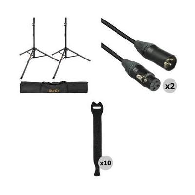 Auray Deluxe PA Speaker Kit with Two Speaker Stands, Two XLR Cables, Bag & Touch- SS-47A-PB