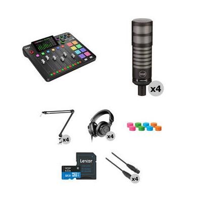 RODE RODECaster Pro II 4-Person Podcasting Value Kit with Mics, Boom Arms, Headp RCP II