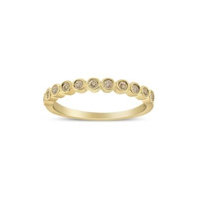 Women's Yellow Gold Over Silver 1/4 Cttw Bezel Set Round Diamond 11 Stone Wedding Band Ring by Haus of Brilliance in Bezel Set (Size 7)