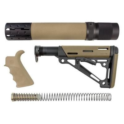 Hogue AR15/M16 Kit Finger Groove Beavertail Grip Rifle Length Forend w/ Accessories and OverMold Collapsible Buttstock w/ Mil-Spec Buffer Tube and