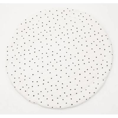 Poppyseed Play Extra Padded Round Play Mat - Black Squiggle Dot