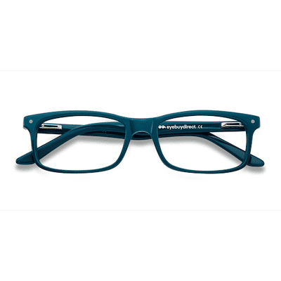 Unisex s rectangle Teal Acetate Prescription eyeglasses - Eyebuydirect s Mandi