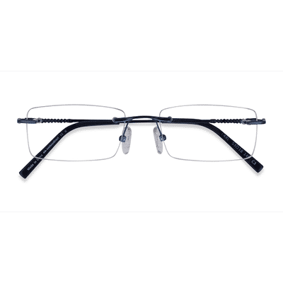Unisex s rectangle Navy Metal Prescription eyeglasses - Eyebuydirect s Earl
