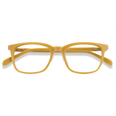 Unisex s rectangle Yellow Acetate Prescription eyeglasses - Eyebuydirect s Etched