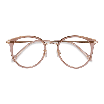 Female s round Pink Plastic, Metal Prescription eyeglasses - Eyebuydirect s Hollie