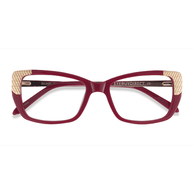 Female s horn Burgundy Gold Acetate,Metal Prescription eyeglasses - Eyebuydirect s Gilded