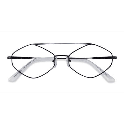 Unisex s aviator Black White Metal Prescription eyeglasses - Eyebuydirect s Trig