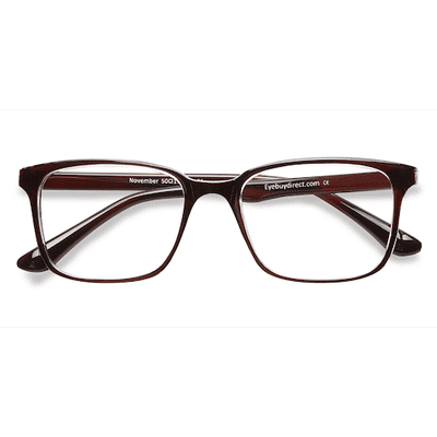 Unisex s rectangle Brown Clear Plastic Prescription eyeglasses - Eyebuydirect s November