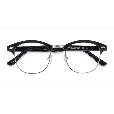 Unisex s browline Black/Silver Plastic, Metal Prescription eyeglasses - Eyebuydirect s Coexist
