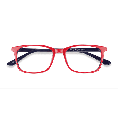 Unisex s rectangle Red & Navy Acetate Prescription eyeglasses - Eyebuydirect s July