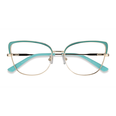 Female s horn Aqua Gold Metal Prescription eyeglasses - Eyebuydirect s Marina