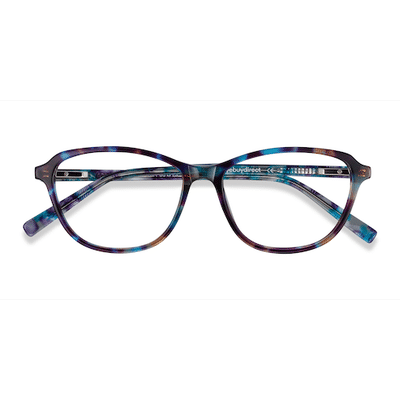 Female s horn Blue Floral Acetate Prescription eyeglasses - Eyebuydirect s Ciencia