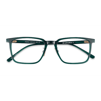 Unisex s rectangle Dark Green Acetate Prescription eyeglasses - Eyebuydirect s Pierce