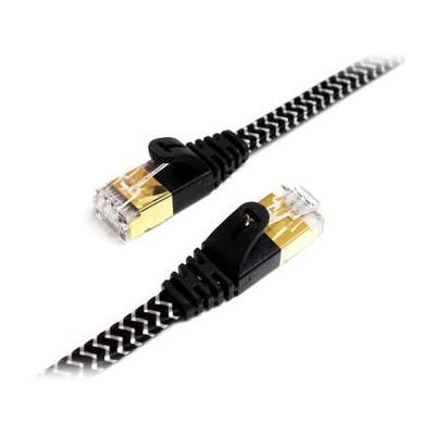 Tera Grand Cat 7 Ultra Flat Braided Ethernet Patch Cable (10Gb, 25', Black & White) CAT7-BKWH-25