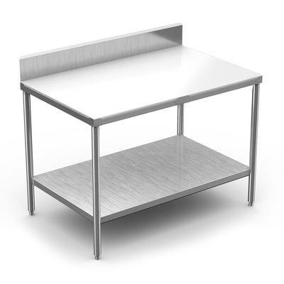 Winholt DPTSB-3084 84" Poly Top Work Table w/ 5" Backsplash & 5/8" Top, Stainless Steel Base, 30"D