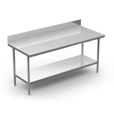 Winholt DTSB-3072 72" 16 ga Work Table w/ Open Base & 300 Series Stainless Steel Top, 6" Backsplash