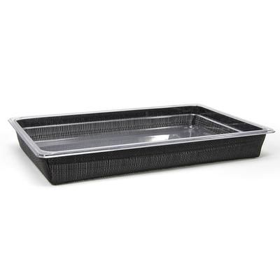 Front of the House BHO132BKV21 Rectangular Ice Housing / Pan Set- 20 3/4" x 12 3/4" x 2 1/2", Woven Vinyl, Black