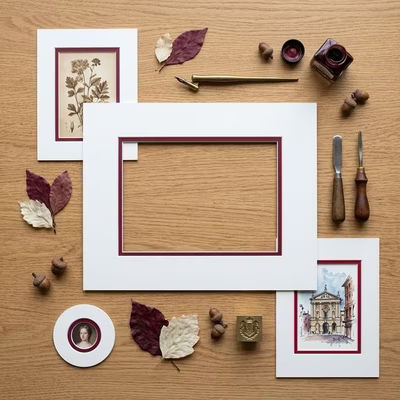 Double Mats, Ivory/Brick Red 16" x 20" Outer Cut, 10 5/8" x 13 5/8" Inner Cut 10 Pack