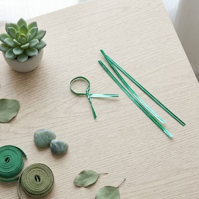 Green Metallic Plastic Twist Tie 4" x 5/32" 1000 pack