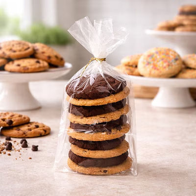 Compostable Plant Based Eco Flat Bottomed Eco Gusset Bags For Popcorn Cookies & Retail Products| Bag Size: 4" x 4" x 9" 100 Bags