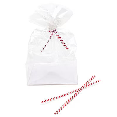 Paper White/Red Stripe Twist Tie 4" x 5/32" 1000 pack