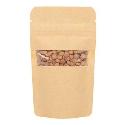 XS Heat Seal Stand Up Zip Pouch Bags Kraft with Window - Food Safe - Holds 1 Ounce Size: 3 1/8" x 2" x 5 1/8" 100 Bags Pouches