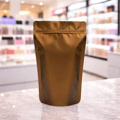Medium Odor Proof Gusset Pouch Bags Opaque Bronze - High Barrier - Holds 4 oz. Size: 5 1/8" x 3 1/8" x 8 1/8" 100 Bags Pouches