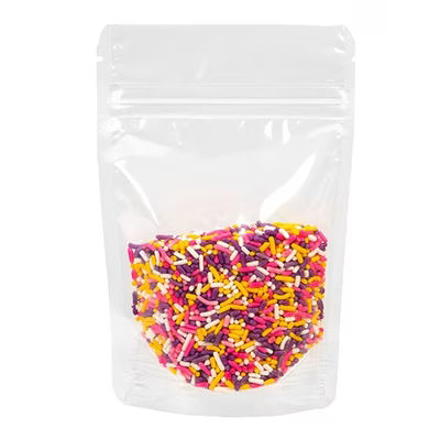 Small Clear Zipper Pouch Gusset Bags with Hang Hole Holds 2 oz. - Heat Seal & Food Safe Size: 4" x 2 3/8" x 6" 100 Bags Pouches