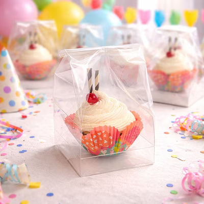 Clear Gusset Bag plus Single Cupcake Tray Insert Set for Single Cupcakes or Muffins Bag Size 4" x 4" x 9" 100 Sets Crystal Clear Bags