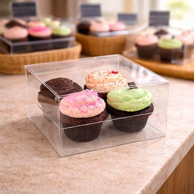 Cupcake Boxes Square Cupcake Clear Box & Cupcake Tray Insert Set 7 1/2" x 7" x 4" 100 Sets