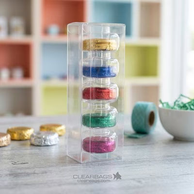 Macaron Boxes Crystal Clear French Hold 5 Macarons 2 9/16" x 2" x 7 1/2" 25 Sets