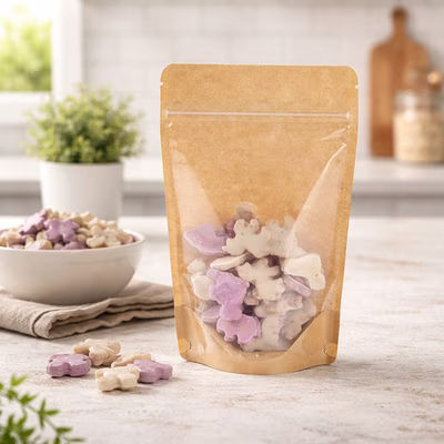 Kraft w/ Clear Front Reseal Food Safe Pouch Baggies Great for Taffy or Caramels Size: 5 1/8" x 3 1/8" x 8 1/8" 100 Bags Pouches