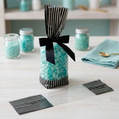 Medium Tall Black & Cream Striped Gusset Bags - Elegant Event Favor or Product Bags Bag Size: 2 5/8" x 1 7/8" x 10 3/4" 100 Bags