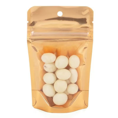 XS Food Safe Resealable Pouch Bags - Clear Front with Peach Orange Back - Holds 1 oz. Size: 3 1/8" x 2" x 5 1/8" 100 Bags Pouches
