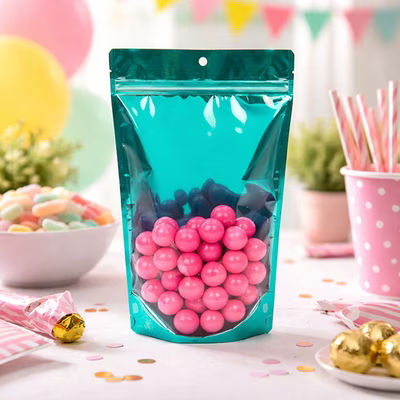 Large Resealable Gusset Pouch Bags Teal with Clear Front - Holds 8 oz. to 12 oz. Size: 6 3/4" x 3 1/2" x 11 1/4" 100 Bags Pouches