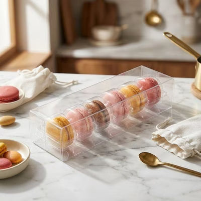 2 11/16" x 1 15/16" x 8 15/16" French Macaron Box Set for 6 (25 Sets)