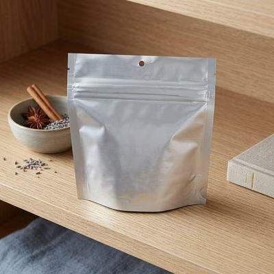 Matte Silver Eco Compostable Child Resistant Stand Up Pouches| 6? x 2 1/2? x 6? 100 Pack |CRPE66MS