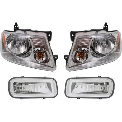 2004 Ford F-150 4-Piece Kit Driver and Passenger Side Headlights with Fog Lights, with Bulbs, Halogen