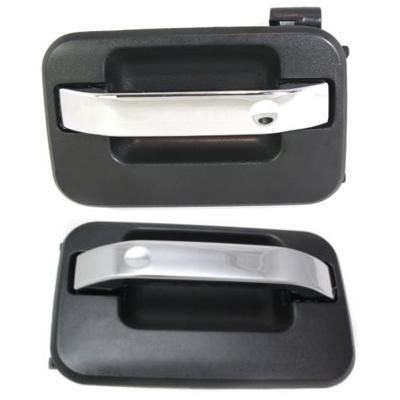 2009 Ford F-150 Rear, Driver and Passenger Side Exterior Door Handles, Chrome Lever with Black Bezel, without Key Hole, 4-Door, Crew Cab Pickup (SuperCrew)