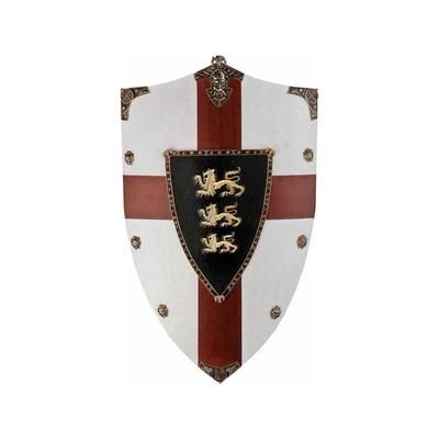 Gladius Richard Lion Heart Shield Red/Black/White Painted Wood Construction 28.5in x 18.75in 872