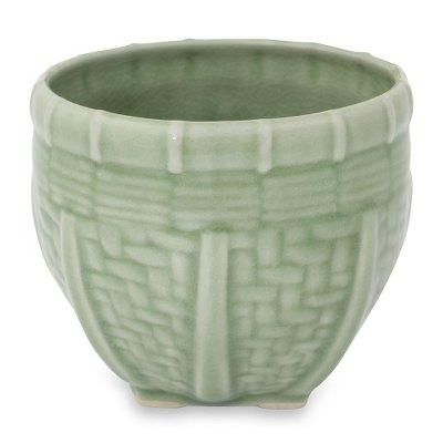 Celadon ceramic vase, 'Basket' (medium)
