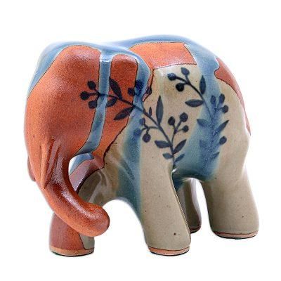 Walkabout,'Hand Painted Celadon Ceramic Elephant Sculpture'