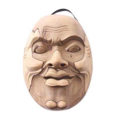 Old Grandfather's Face,'Handmade Hibiscus Wood Mask'