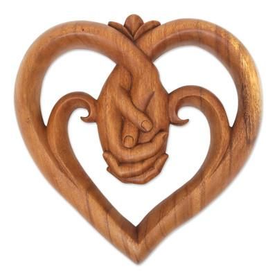 Peace Begins with Love,'World Peace Project Wood Wall Panel Handcarved in Bali'