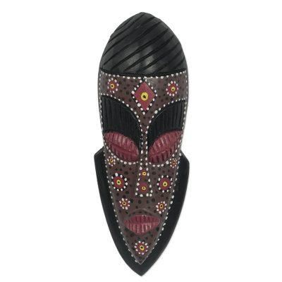 Liberty,'Hand Carved Sese Wood Wall Mask from Ghana'