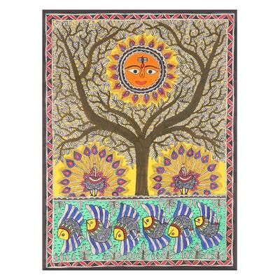 Madhubani painting, 'Tree of Life' - Indian Madhubani Painting