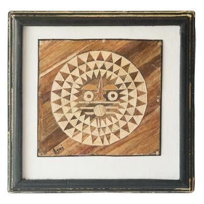 Dakar Mask III,'Natural Fiber Dakar Mask Wall Art Handcrafted in Ghana'