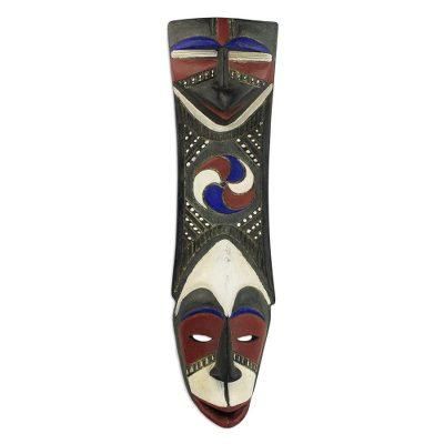 Bobo Faces,'Decorative Sese Wood Hand Carved African Mask for the Wall'