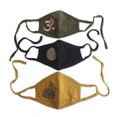 '1 Olive Green-1 Black-One 2-Layer Contoured Rayon Masks'
